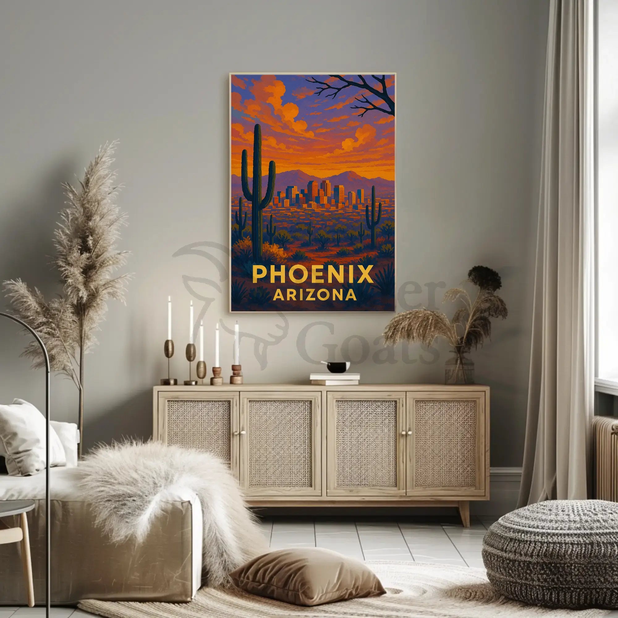 Phoenix Desert Scene Travel Poster PosterGoat