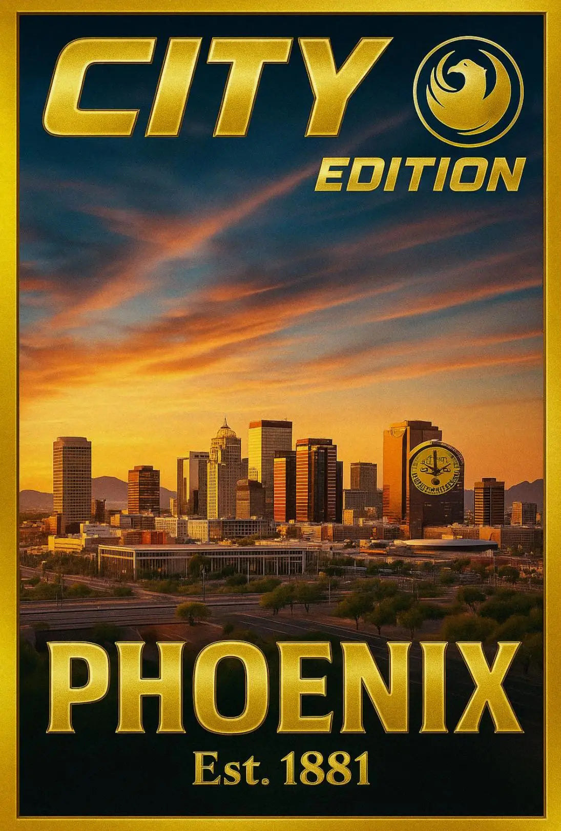 Phoenix Skyline Modern Urban Travel Poster PosterGoat