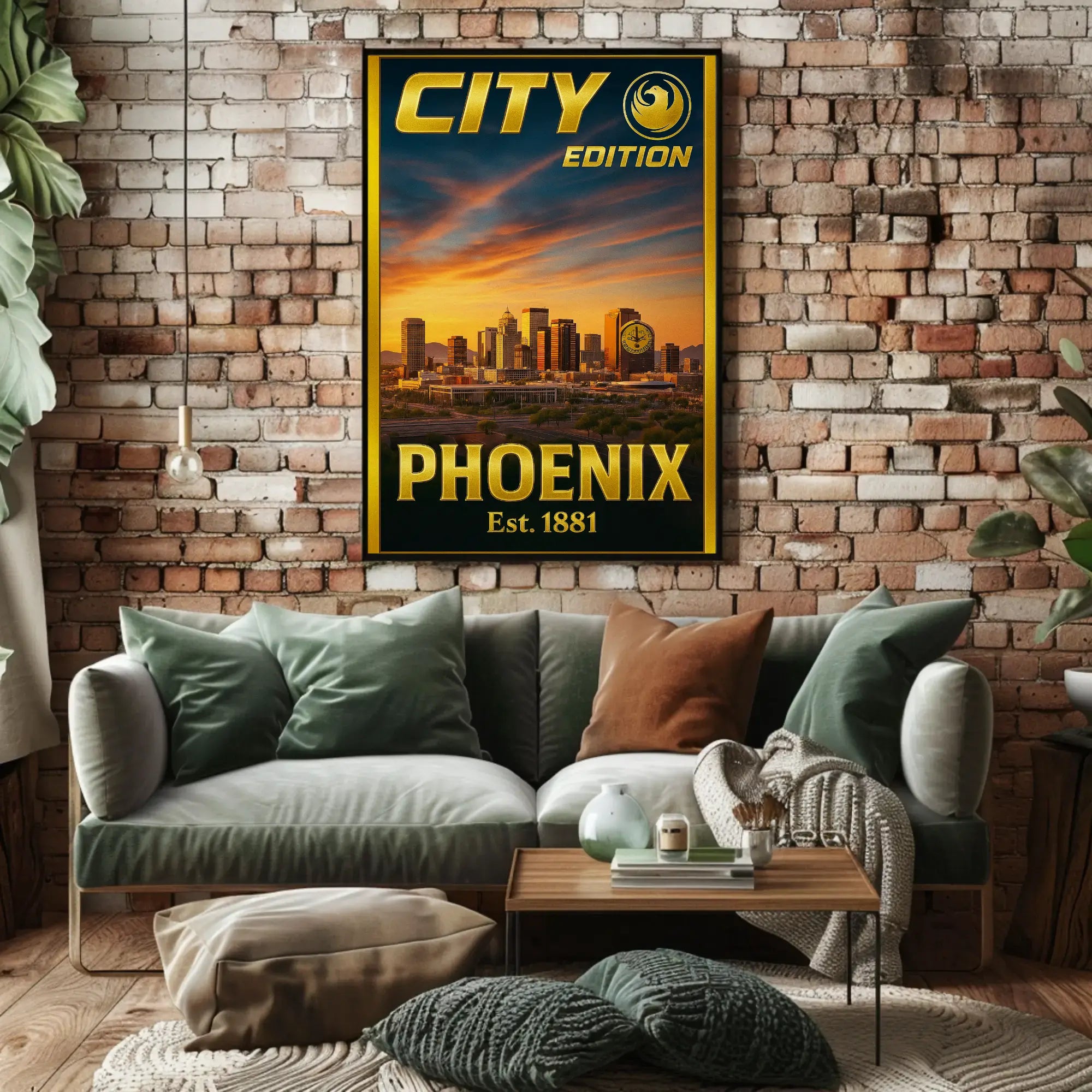 Phoenix Skyline Modern Urban Travel Poster PosterGoat