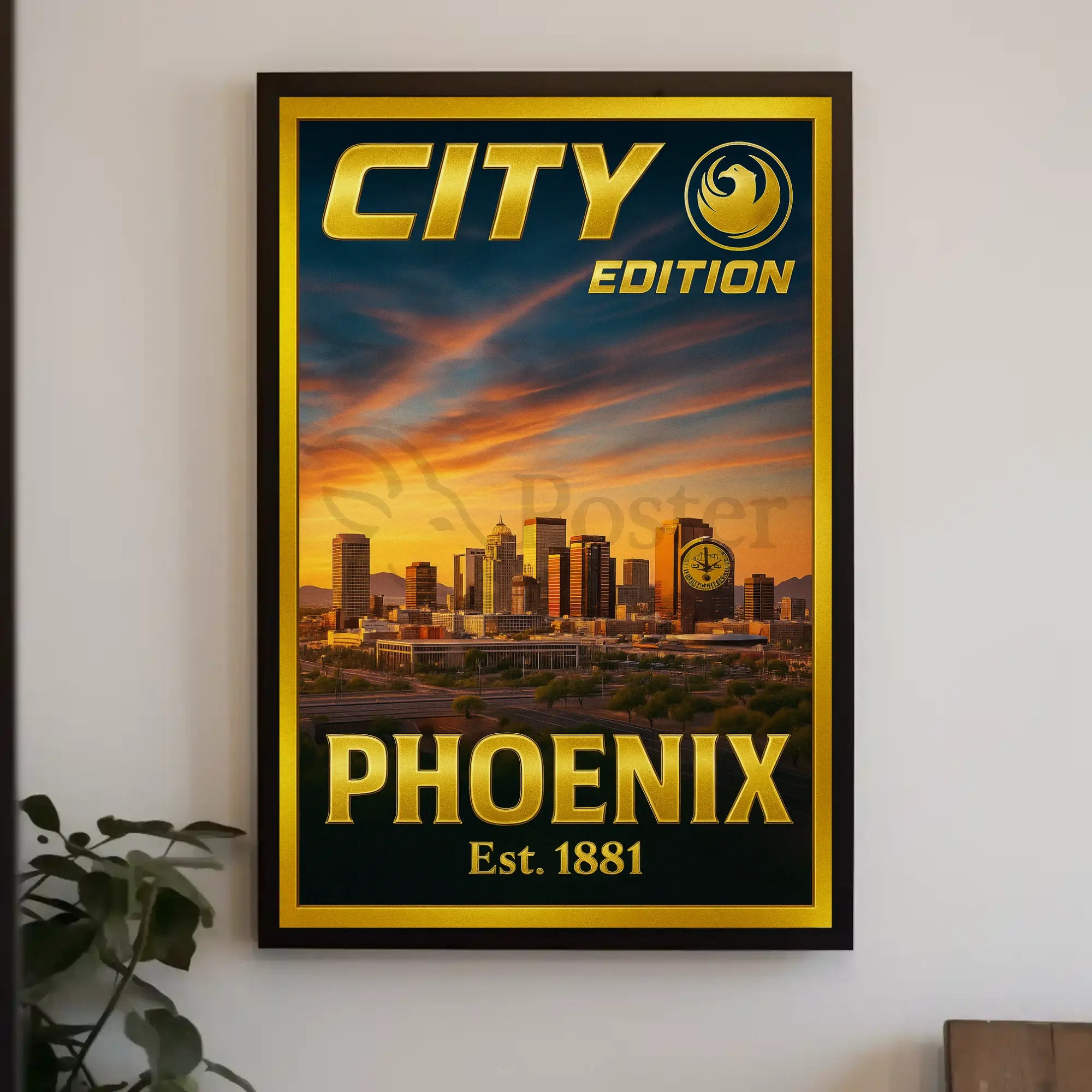 Phoenix Skyline Modern Urban Travel Poster PosterGoat