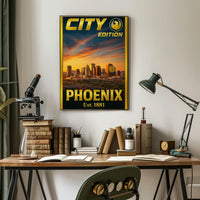 Phoenix Skyline Modern Urban Travel Poster PosterGoat