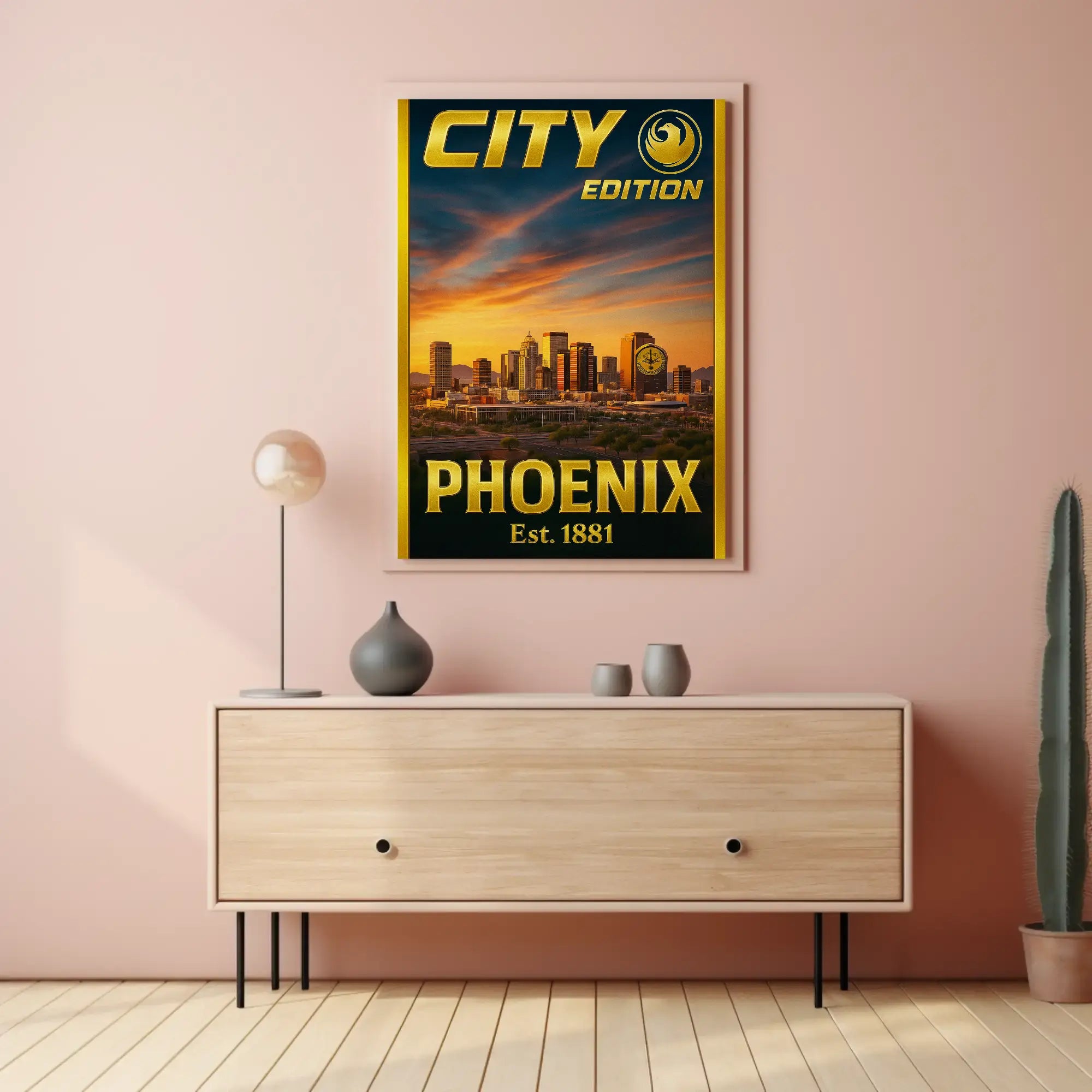 Phoenix Skyline Modern Urban Travel Poster PosterGoat
