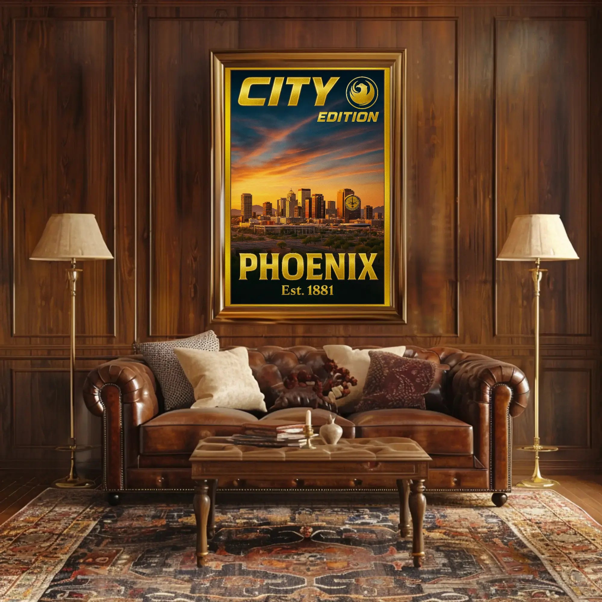 Phoenix Skyline Modern Urban Travel Poster PosterGoat