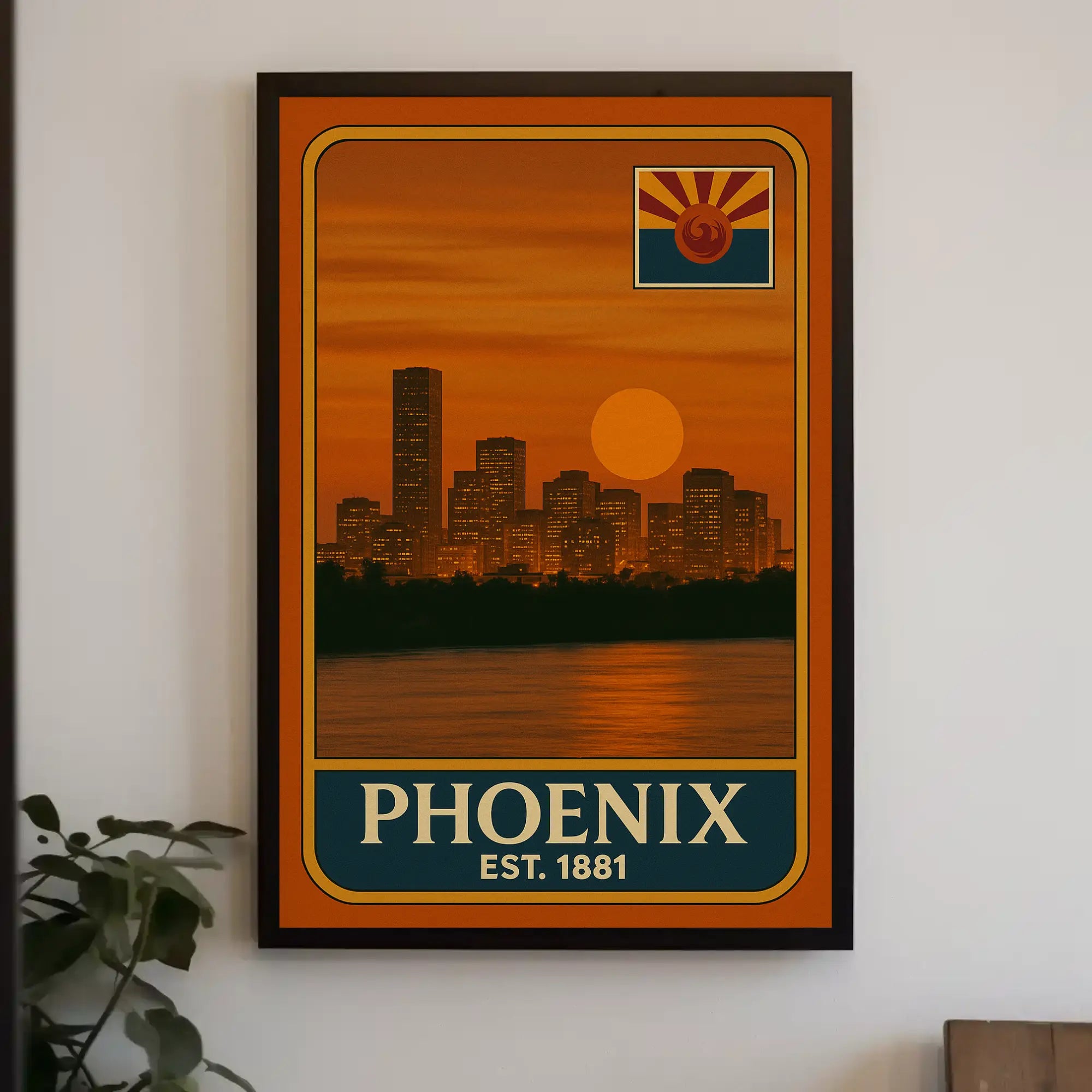 Phoenix Skyline Vintage Travel Poster PosterGoat