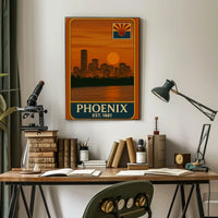 Phoenix Skyline Vintage Travel Poster PosterGoat