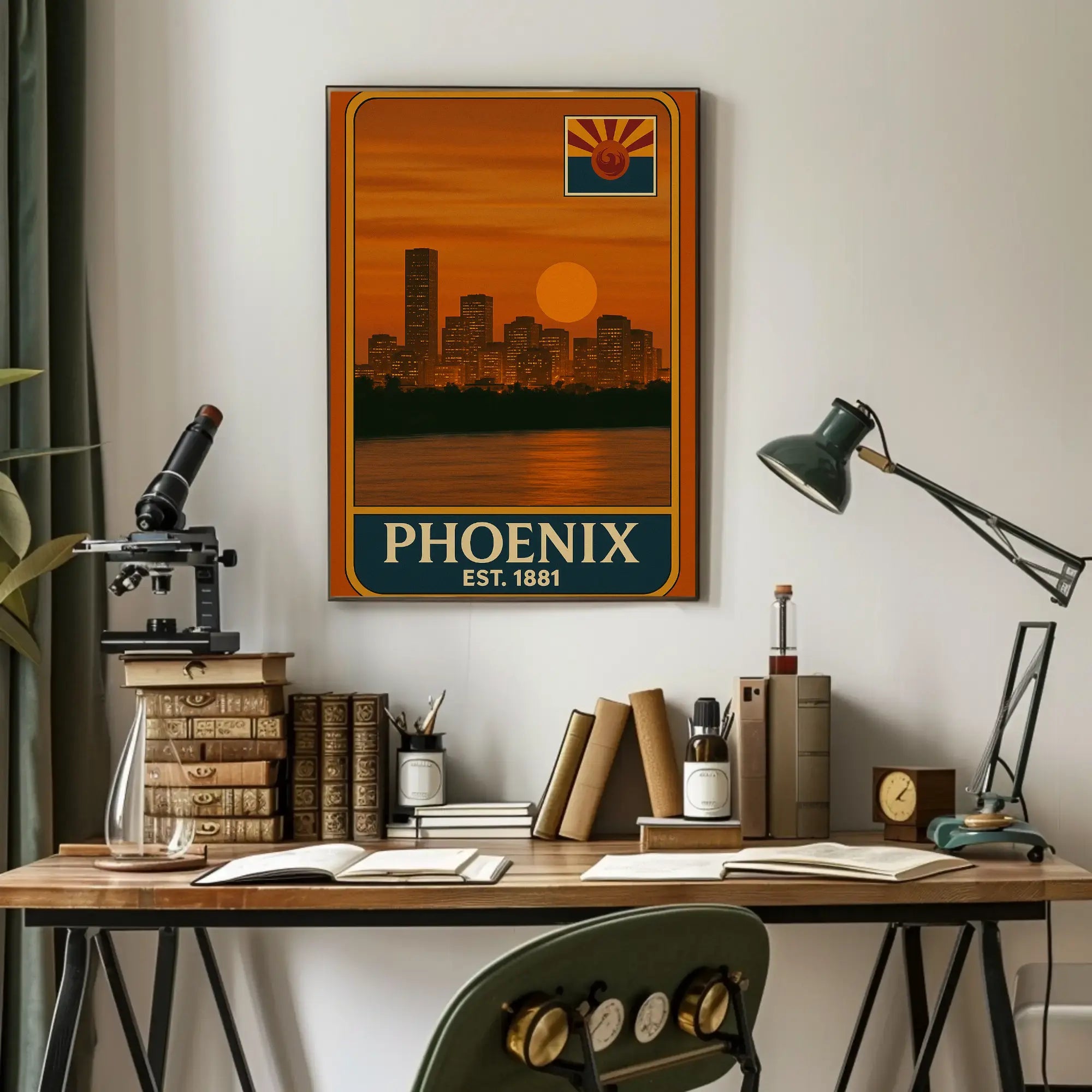 Phoenix Skyline Vintage Travel Poster PosterGoat