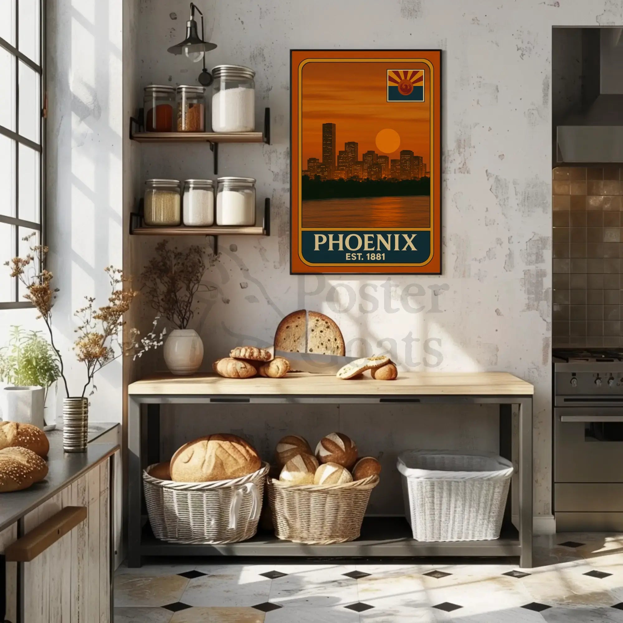Phoenix Skyline Vintage Travel Poster PosterGoat