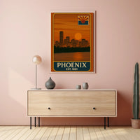 Phoenix Skyline Vintage Travel Poster PosterGoat