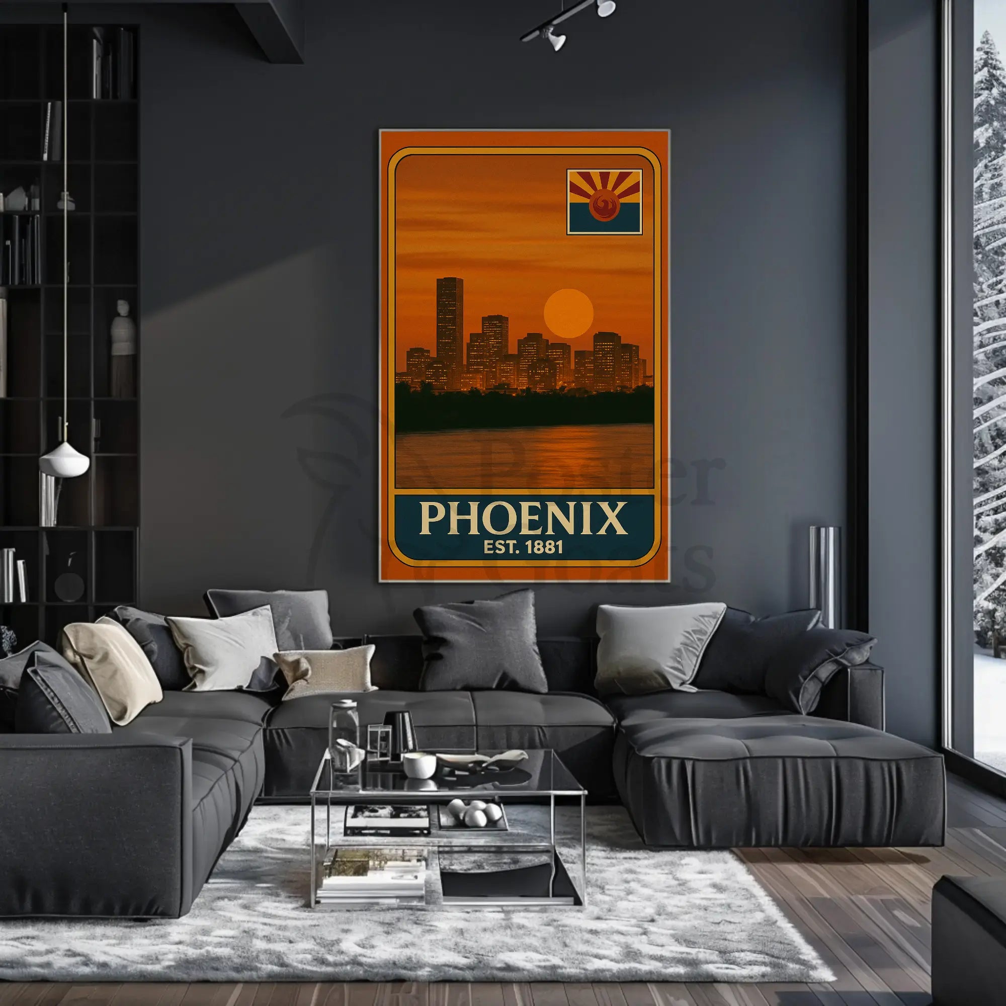 Phoenix Skyline Vintage Travel Poster PosterGoat