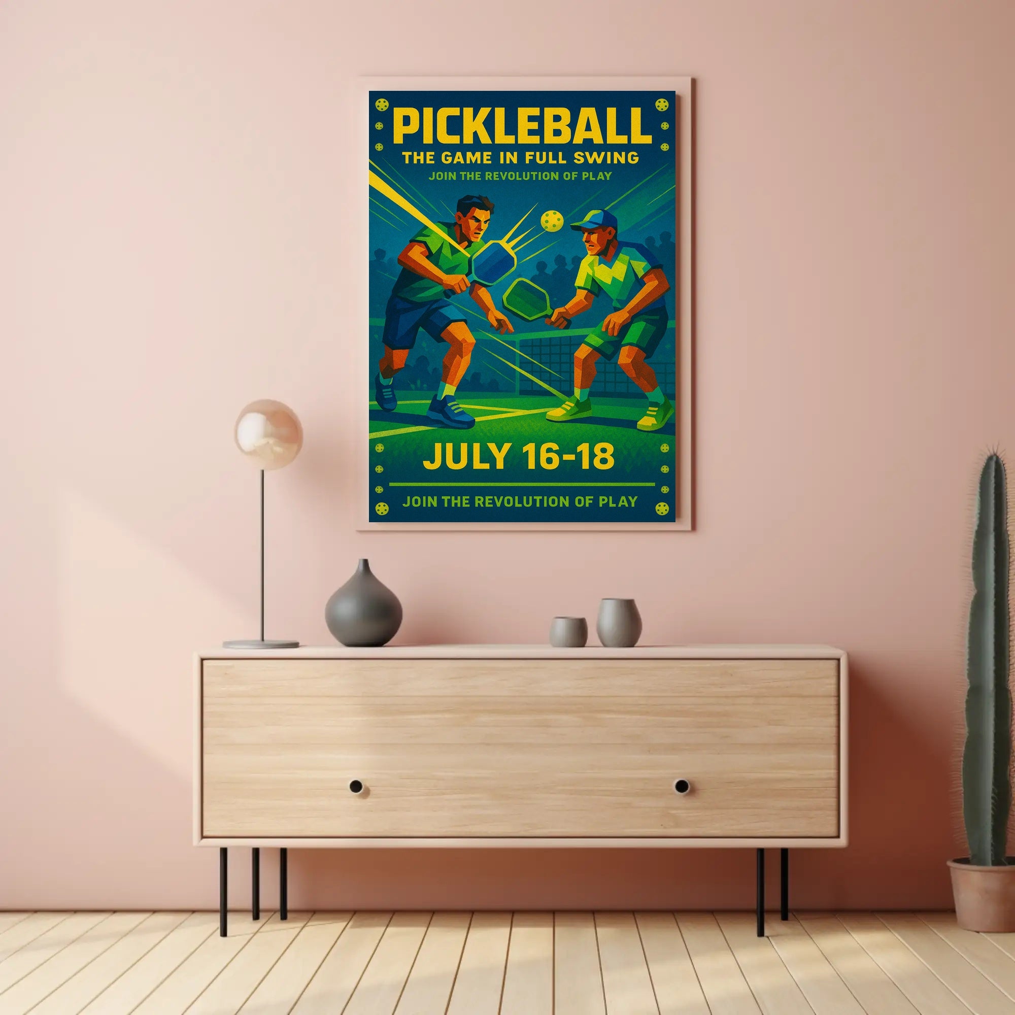 Pickleball Game Full Swing Wall Art Print PosterGoat