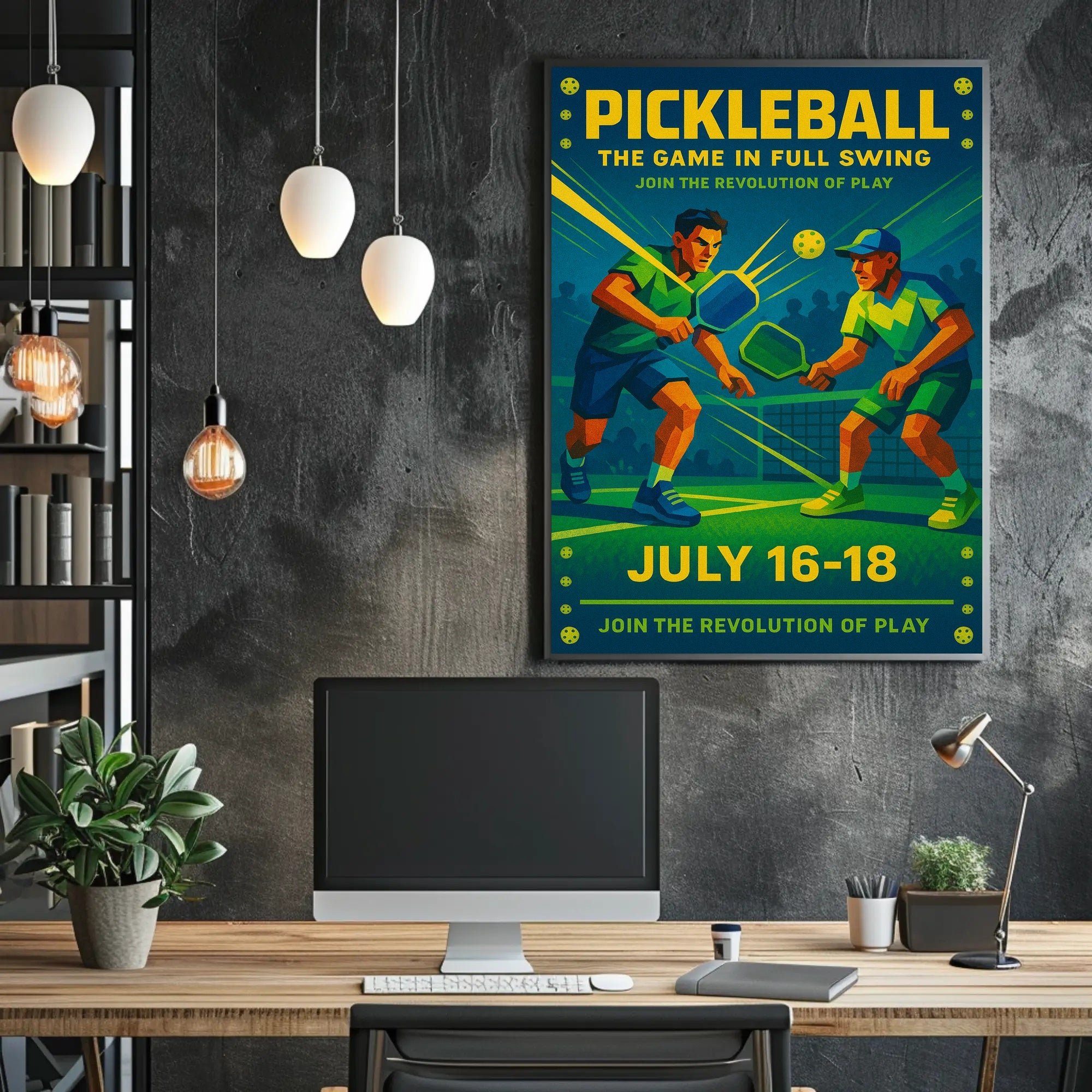 Pickleball Game Full Swing Wall Art Print PosterGoat