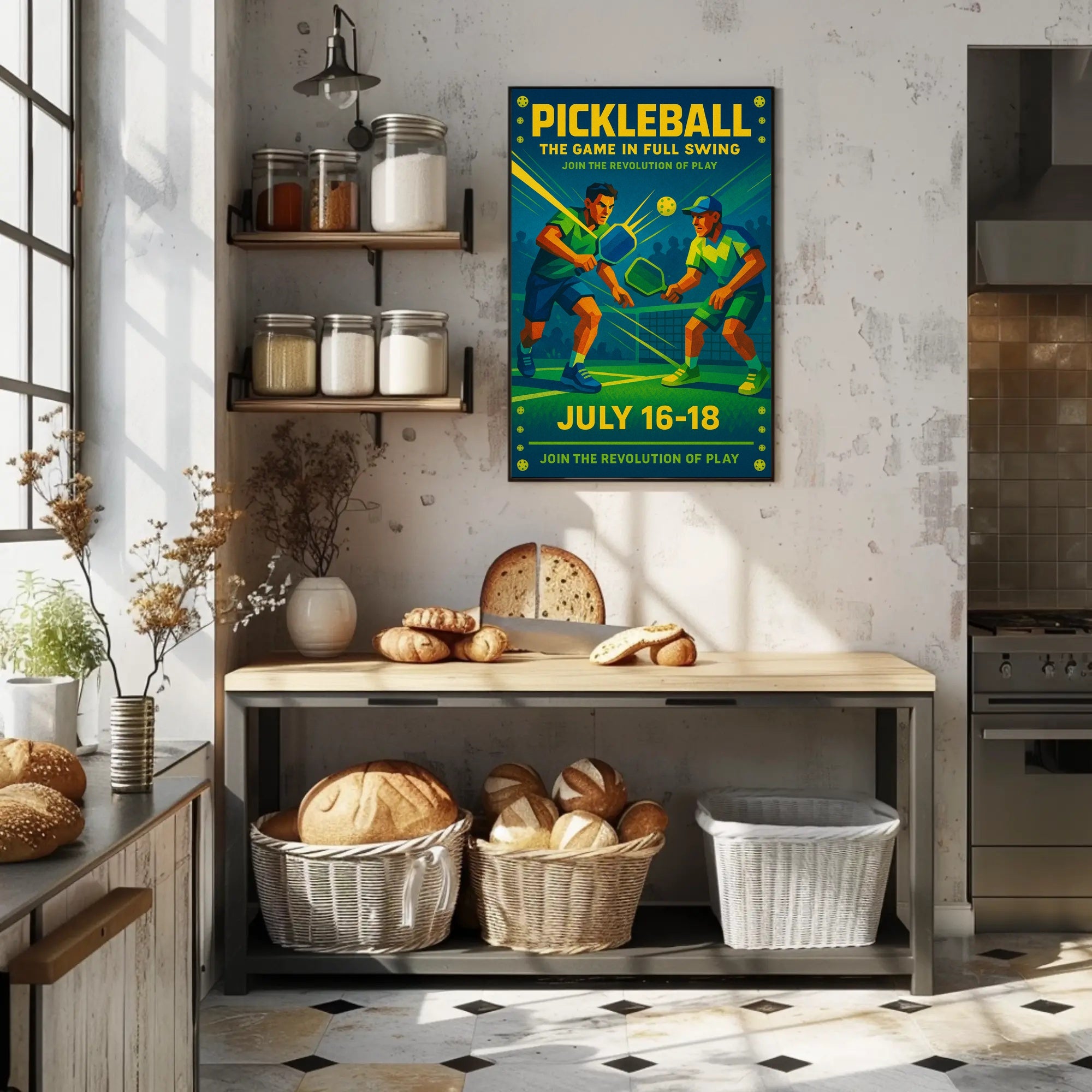 Pickleball Game Full Swing Wall Art Print PosterGoat