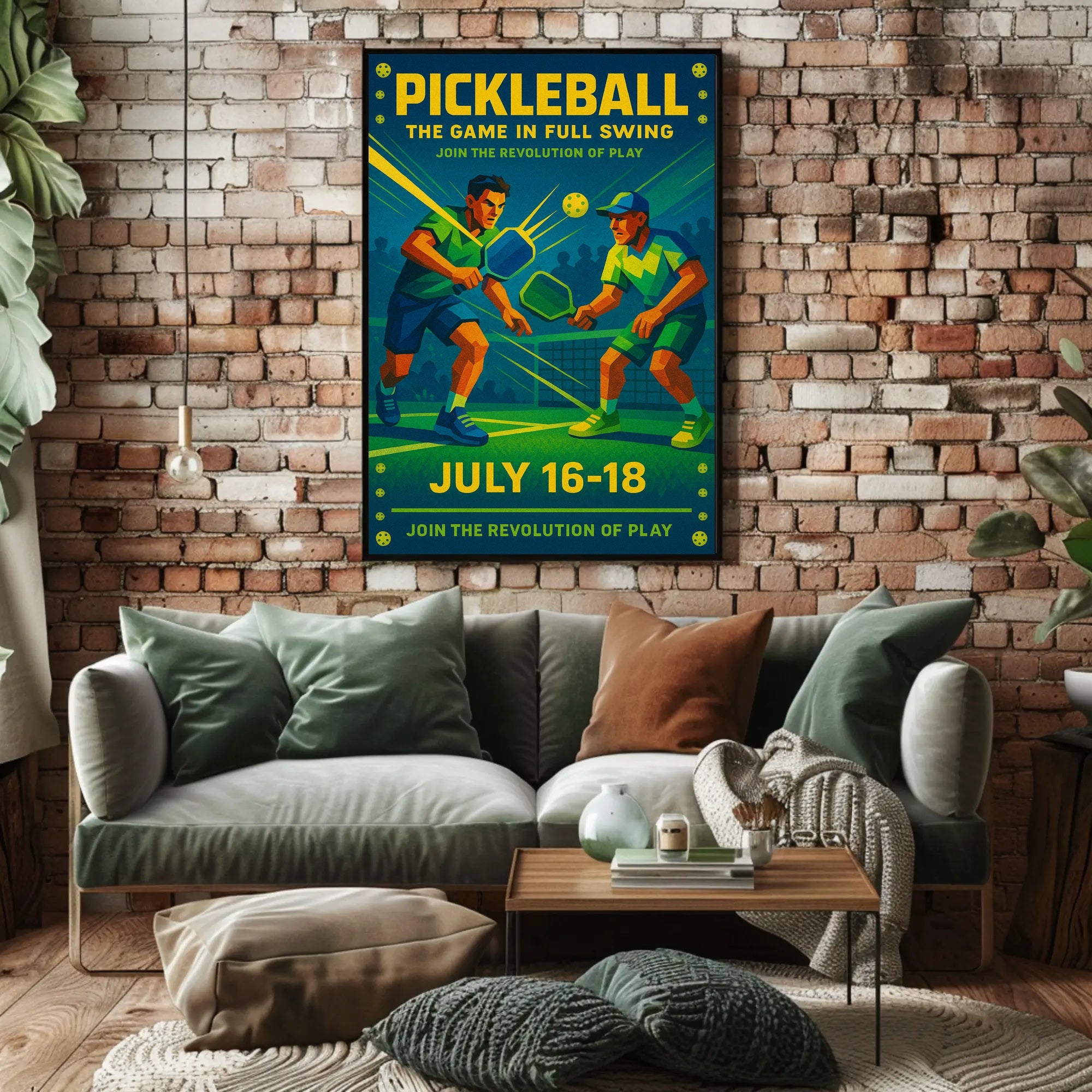 Pickleball Game Full Swing Wall Art Print PosterGoat
