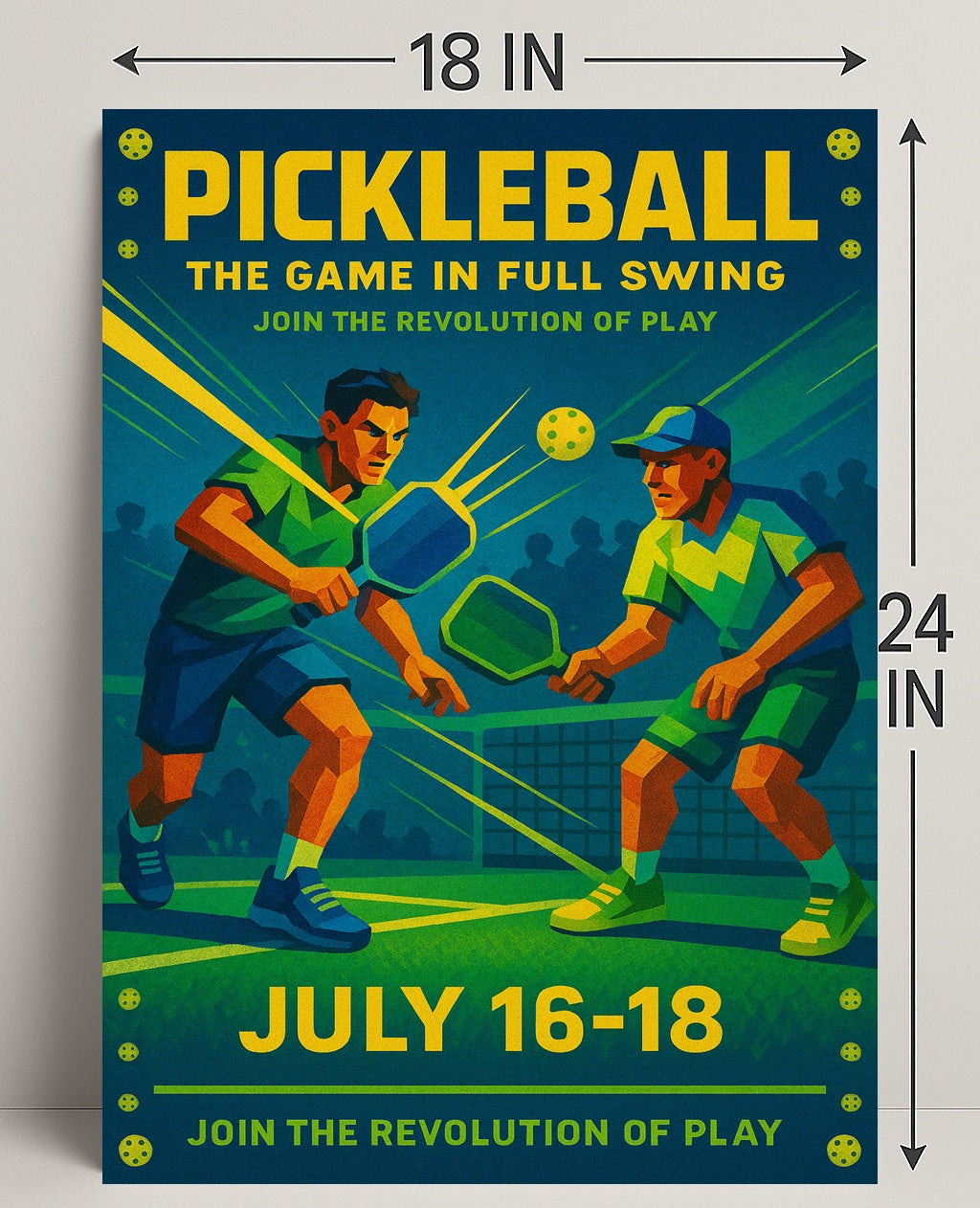 Pickleball Game Full Swing Wall Art Print PosterGoat