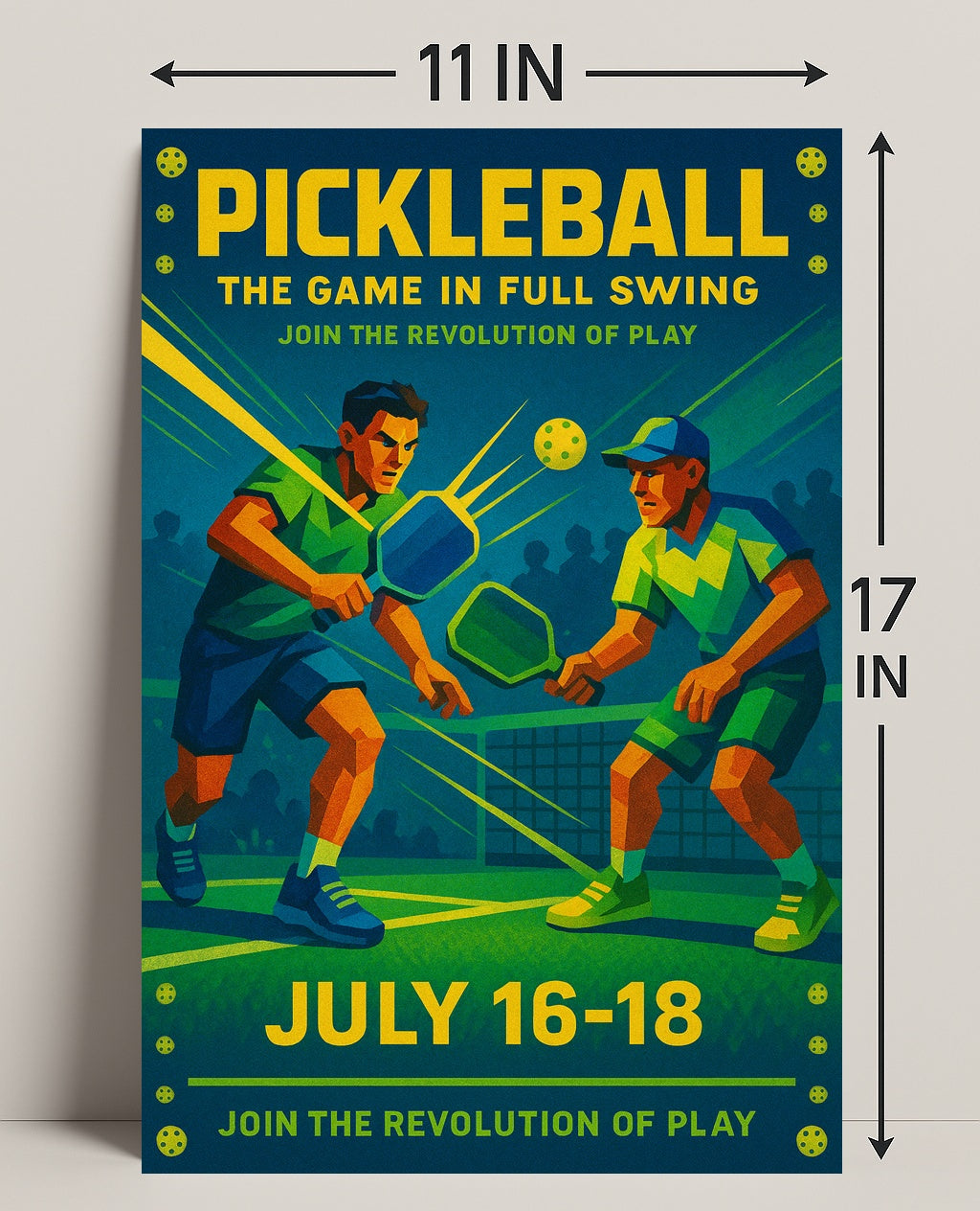 Pickleball Game Full Swing Wall Art Print PosterGoat
