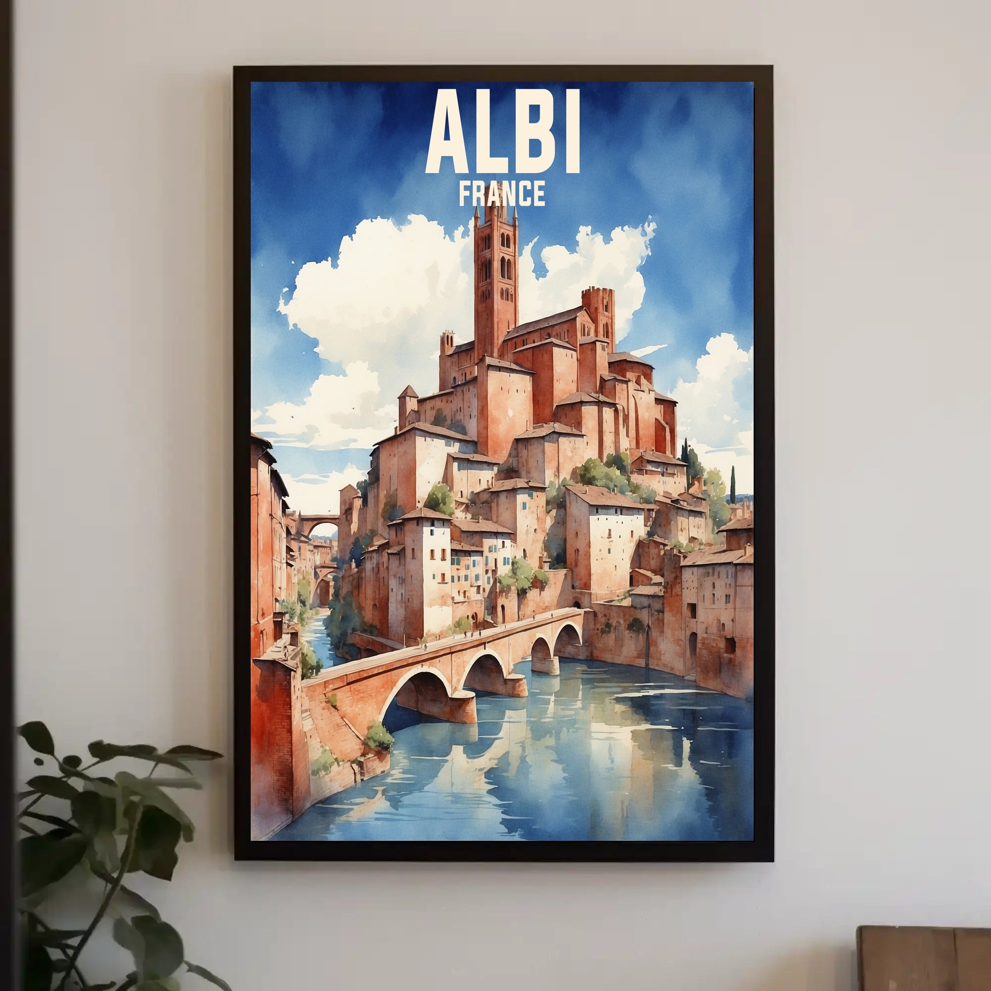 Picturesque Albi Watercolor Scenic Illustration Travel Poster PosterGoat