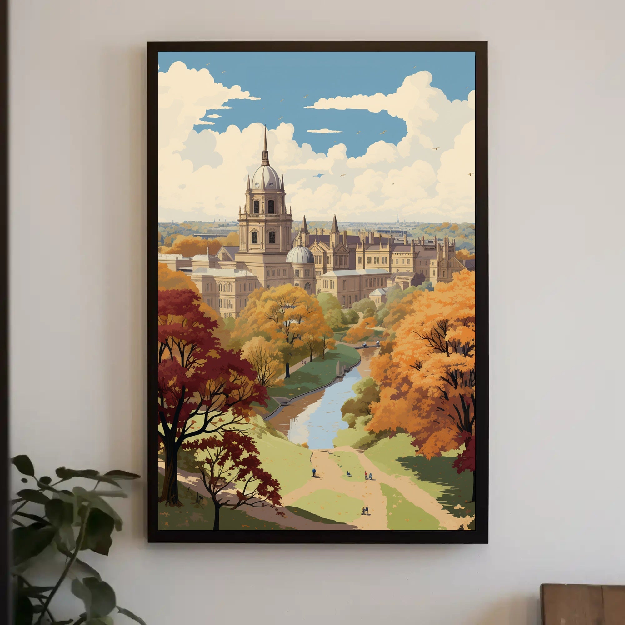 Picturesque Autumn in Iconic European University Cityscape Poster PosterGoat