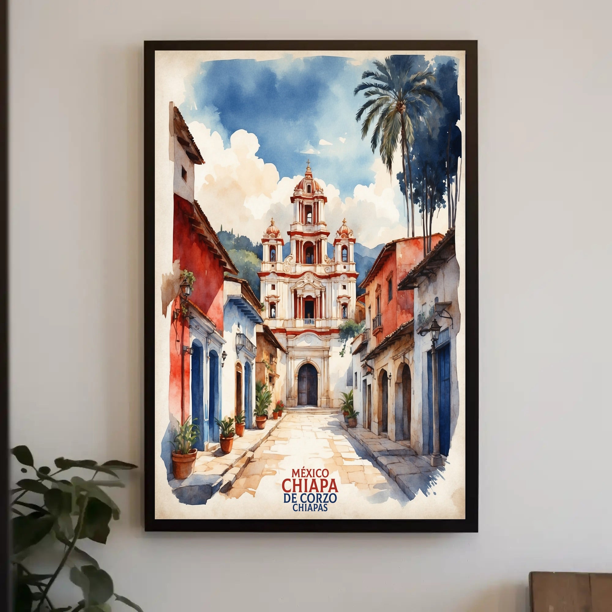 Picturesque Chiapa de Corzo Watercolor Travel Poster PosterGoat