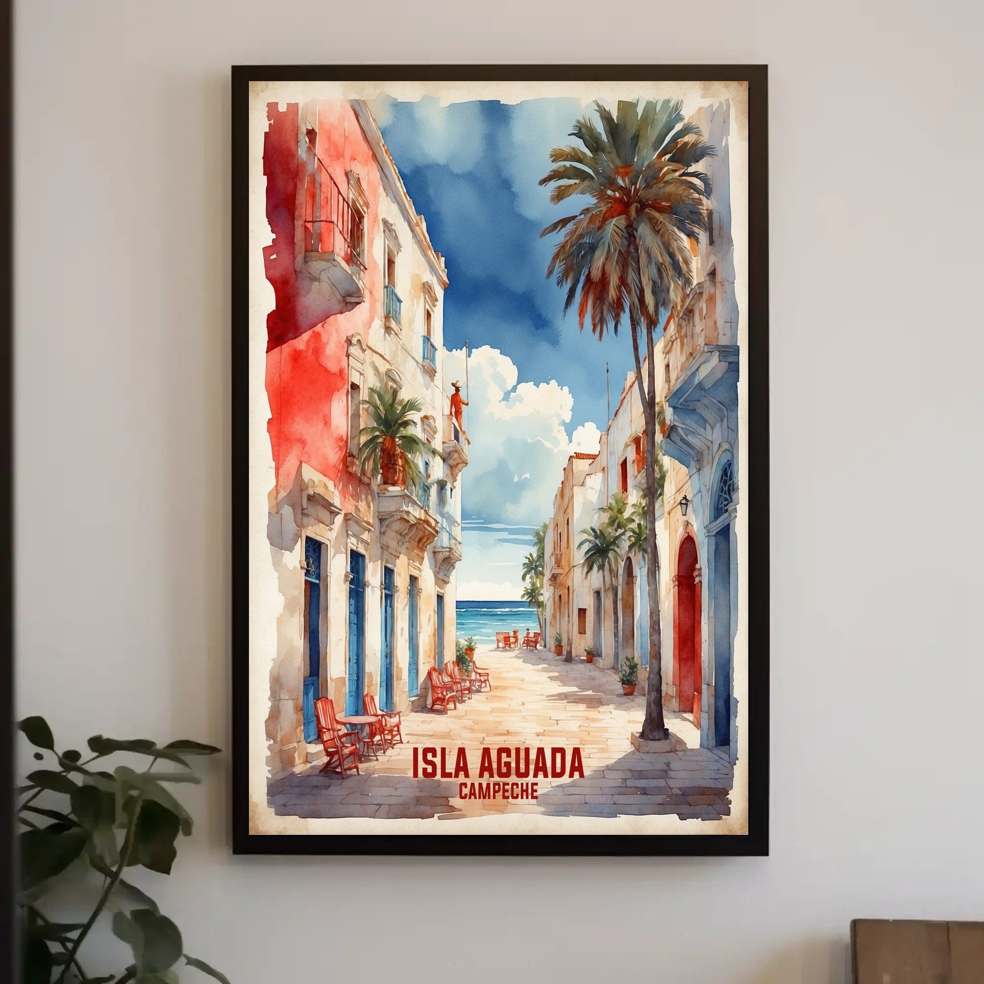 Picturesque Coastal Street Scene in Isla Aguada Travel Poster PosterGoat