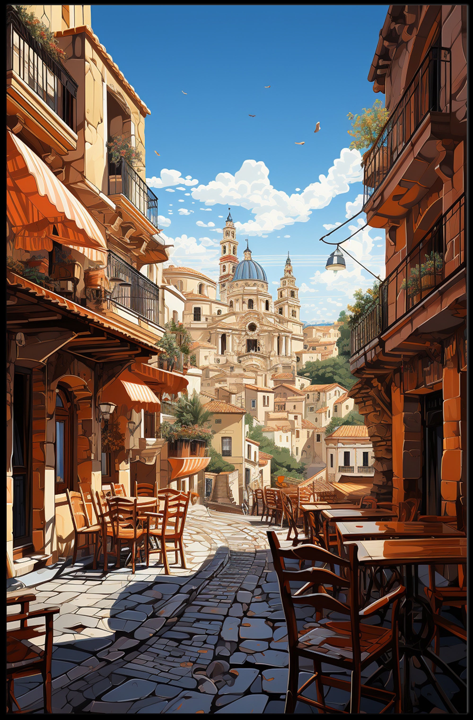 Picturesque Italian Village Scene Travel Poster PosterGoat
