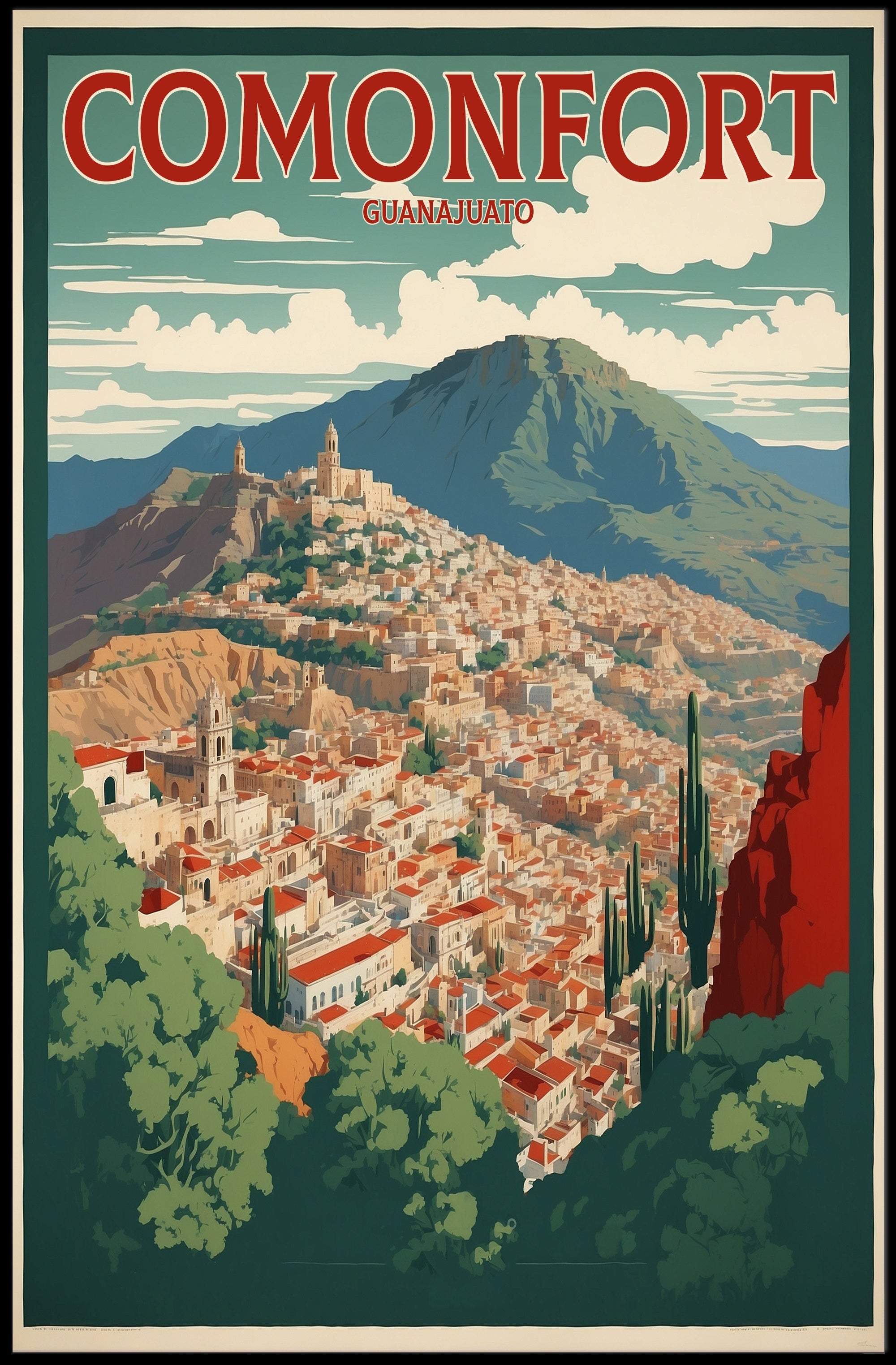 Picturesque Mexican Townscape: Comonfort Cultural or Heritage Poster PosterGoat