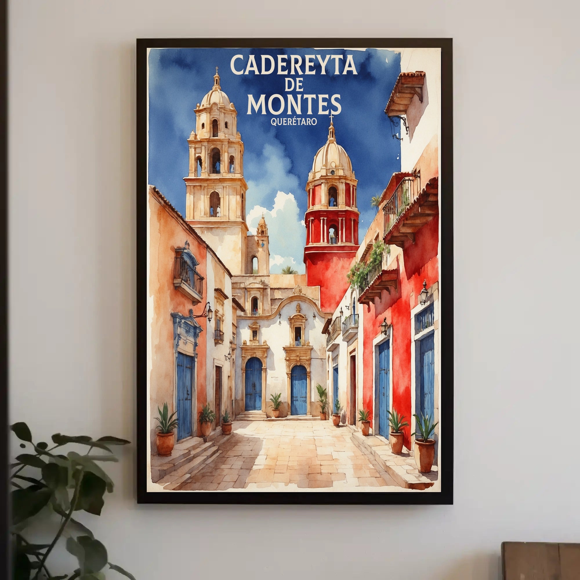 Picturesque Mexican Townscape: Watercolor Travel Poster PosterGoat