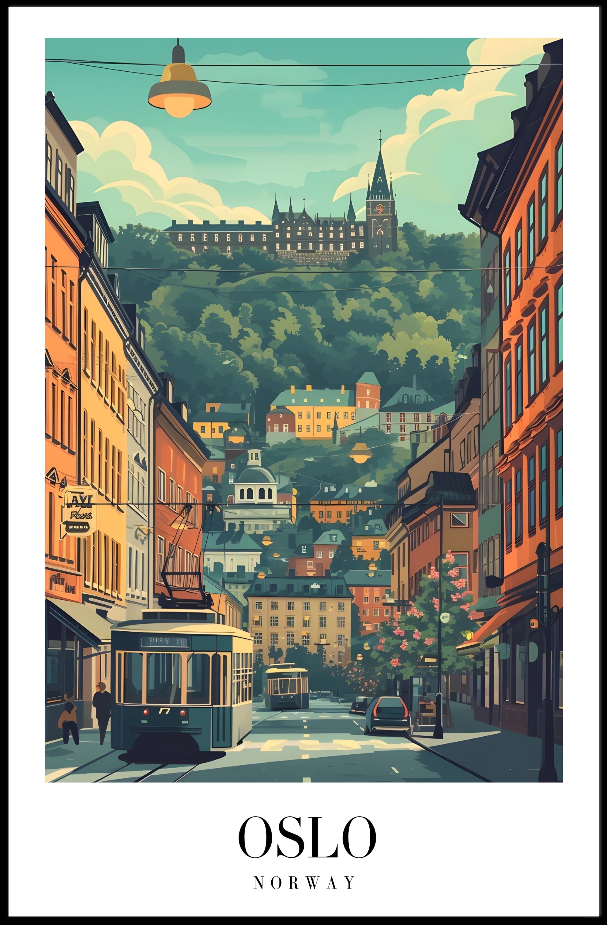 Picturesque Oslo Urban Scene Vintage Travel Poster PosterGoat