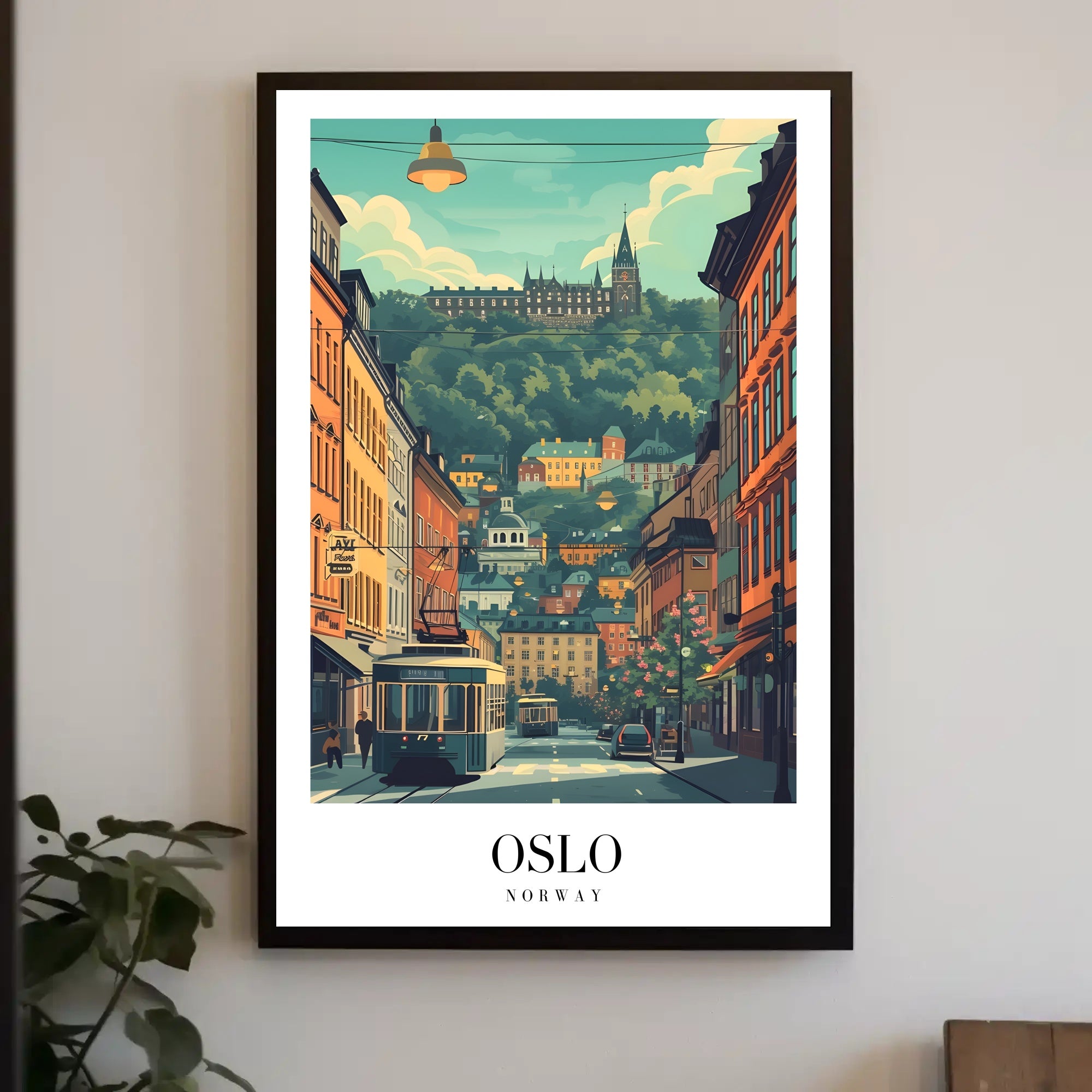 Picturesque Oslo Urban Scene Vintage Travel Poster PosterGoat