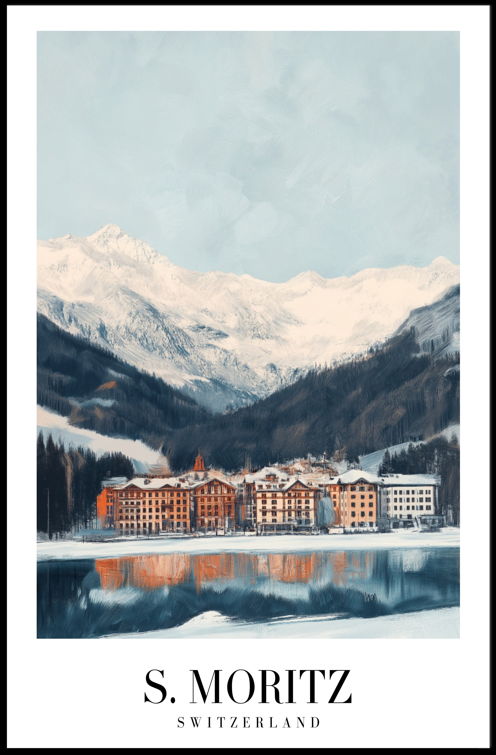 Picturesque Swiss Winter Scene: Travel Poster PosterGoat