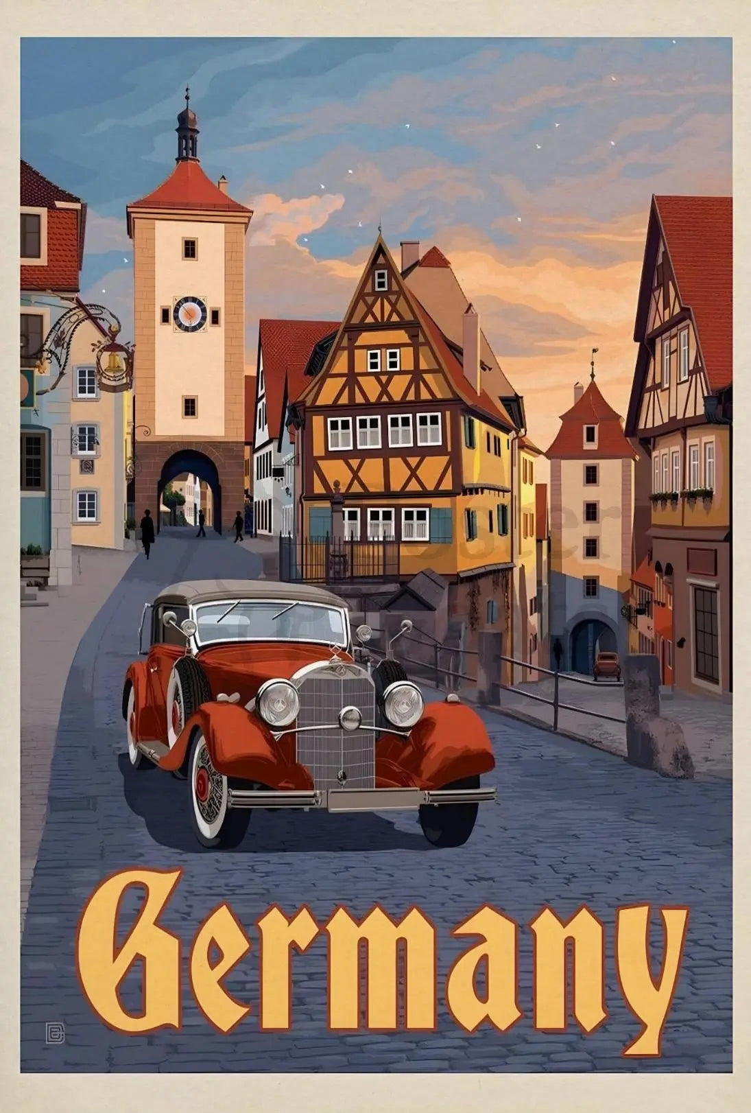 Picturesque Vintage Germany Townscape Travel Poster PosterGoat