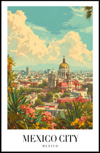 Picturesque Vintage Urban Scene in Mexico City Travel Poster PosterGoat
