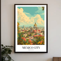 Picturesque Vintage Urban Scene in Mexico City Travel Poster PosterGoat
