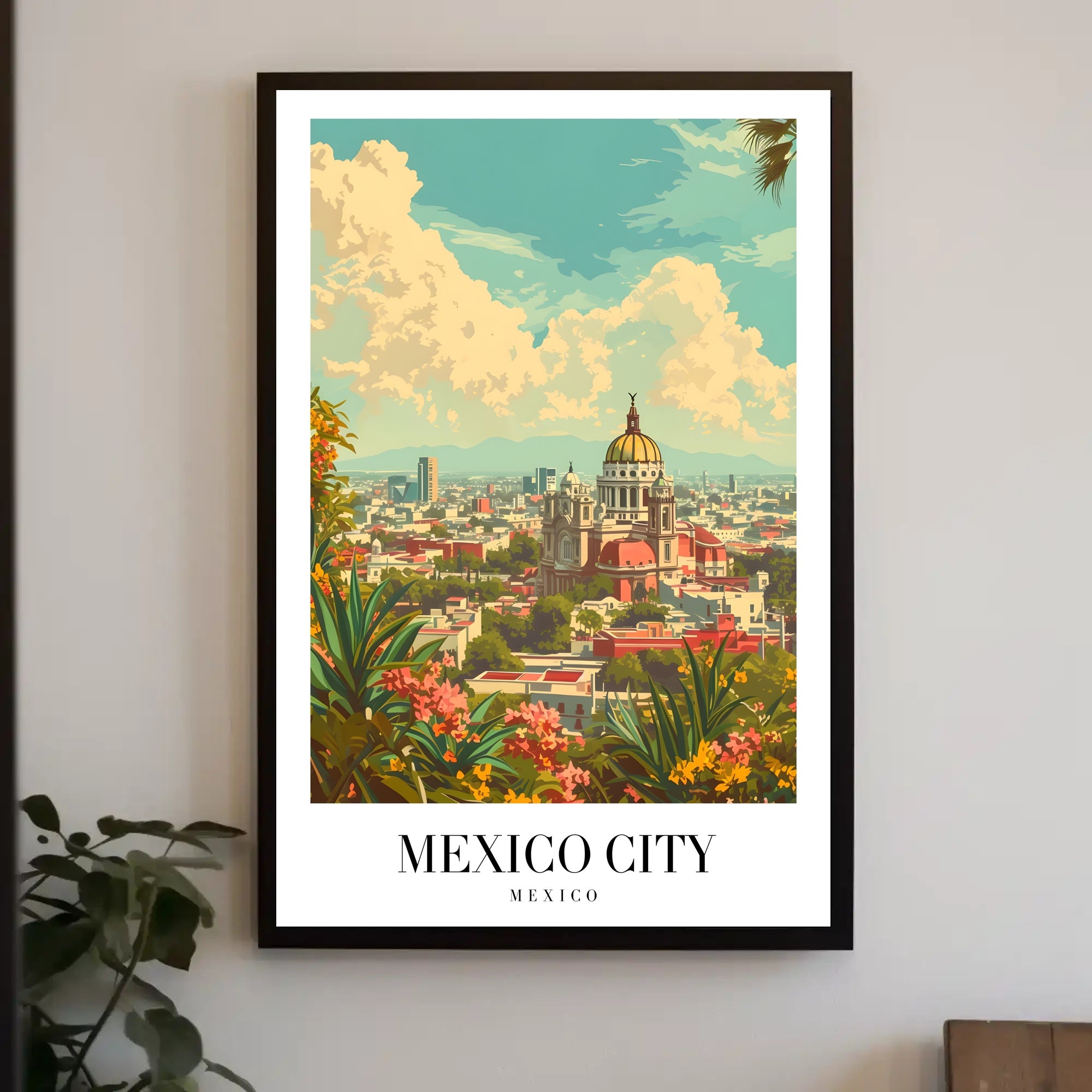 Picturesque Vintage Urban Scene in Mexico City Travel Poster PosterGoat