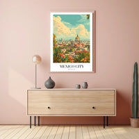 Picturesque Vintage Urban Scene in Mexico City Travel Poster PosterGoat