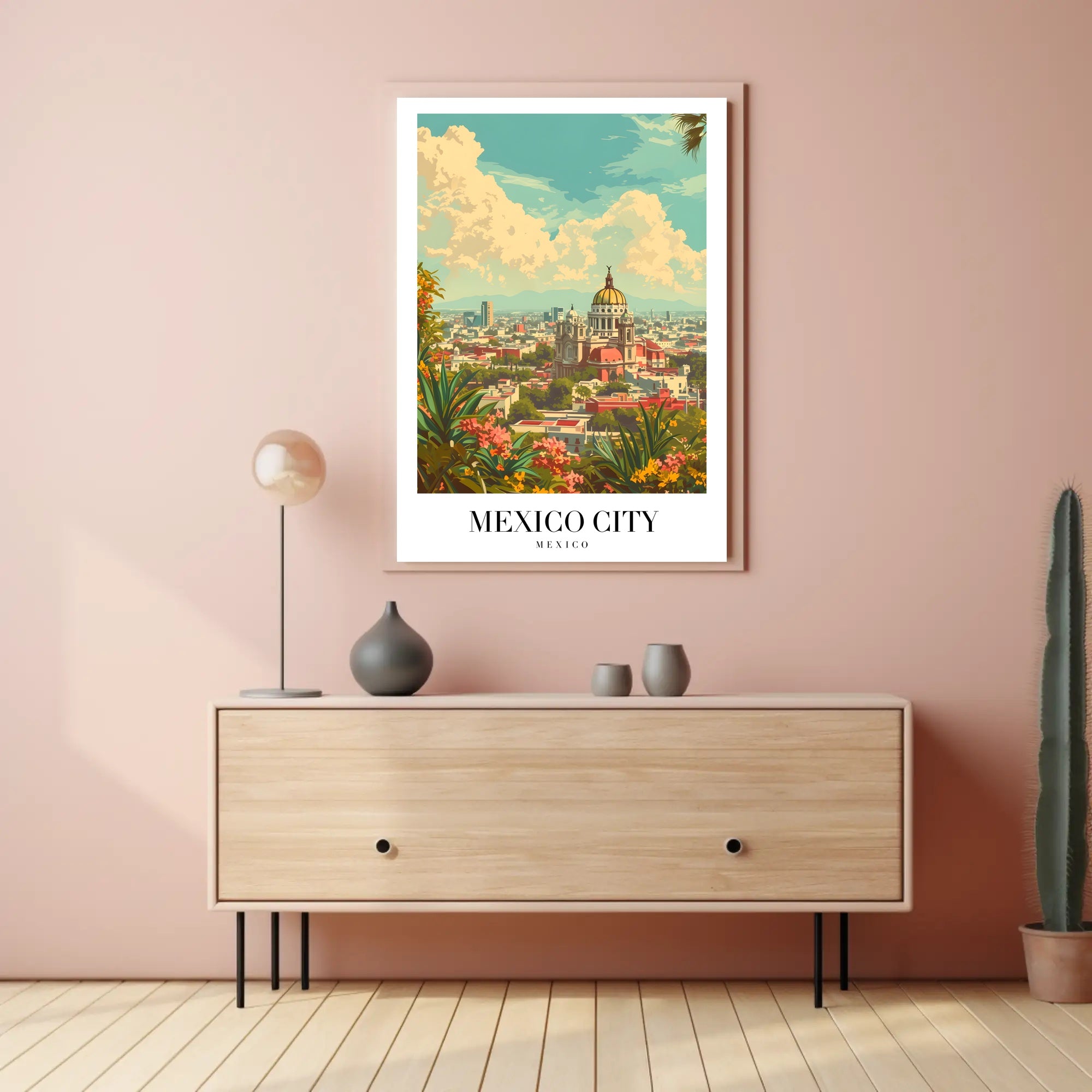 Picturesque Vintage Urban Scene in Mexico City Travel Poster PosterGoat