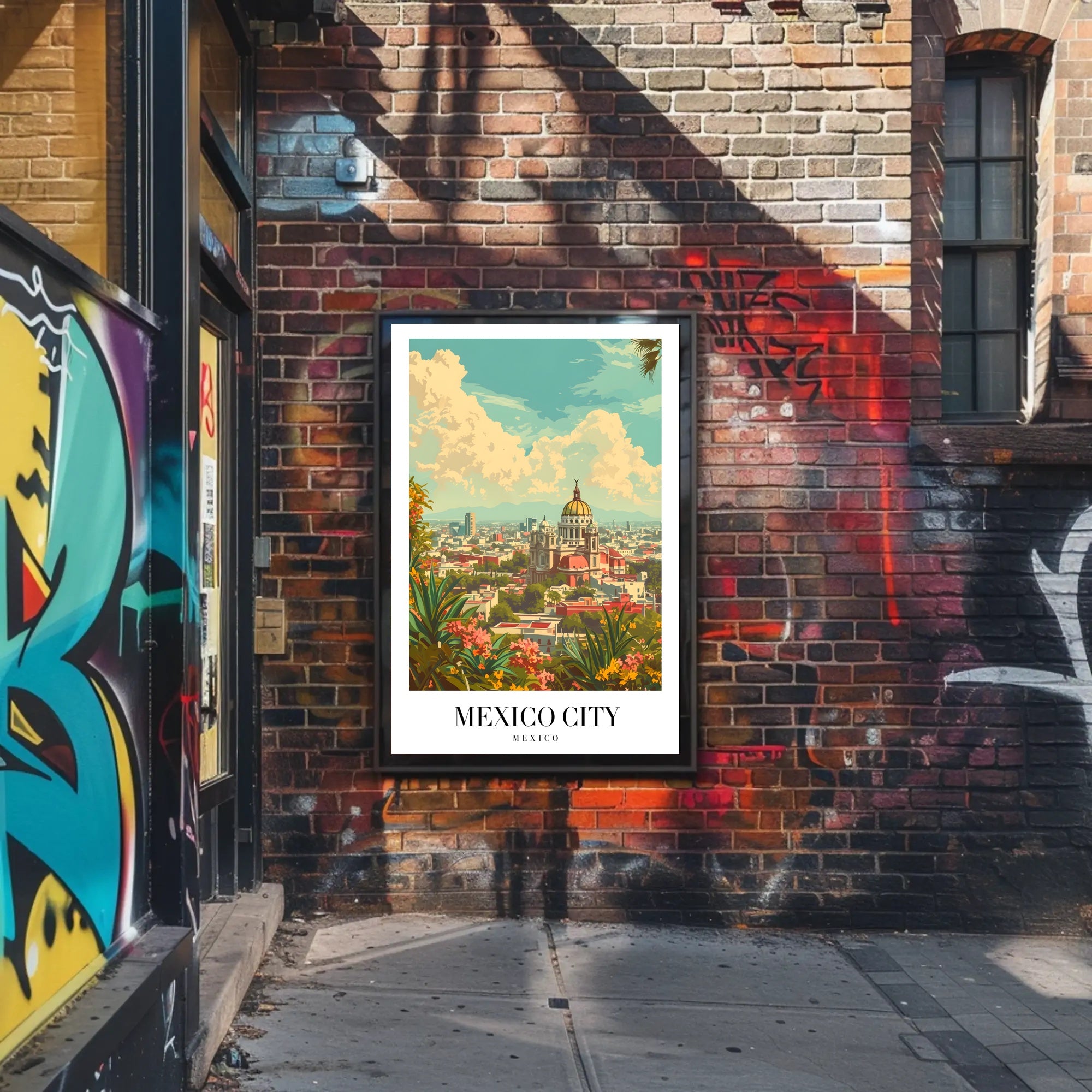 Picturesque Vintage Urban Scene in Mexico City Travel Poster PosterGoat