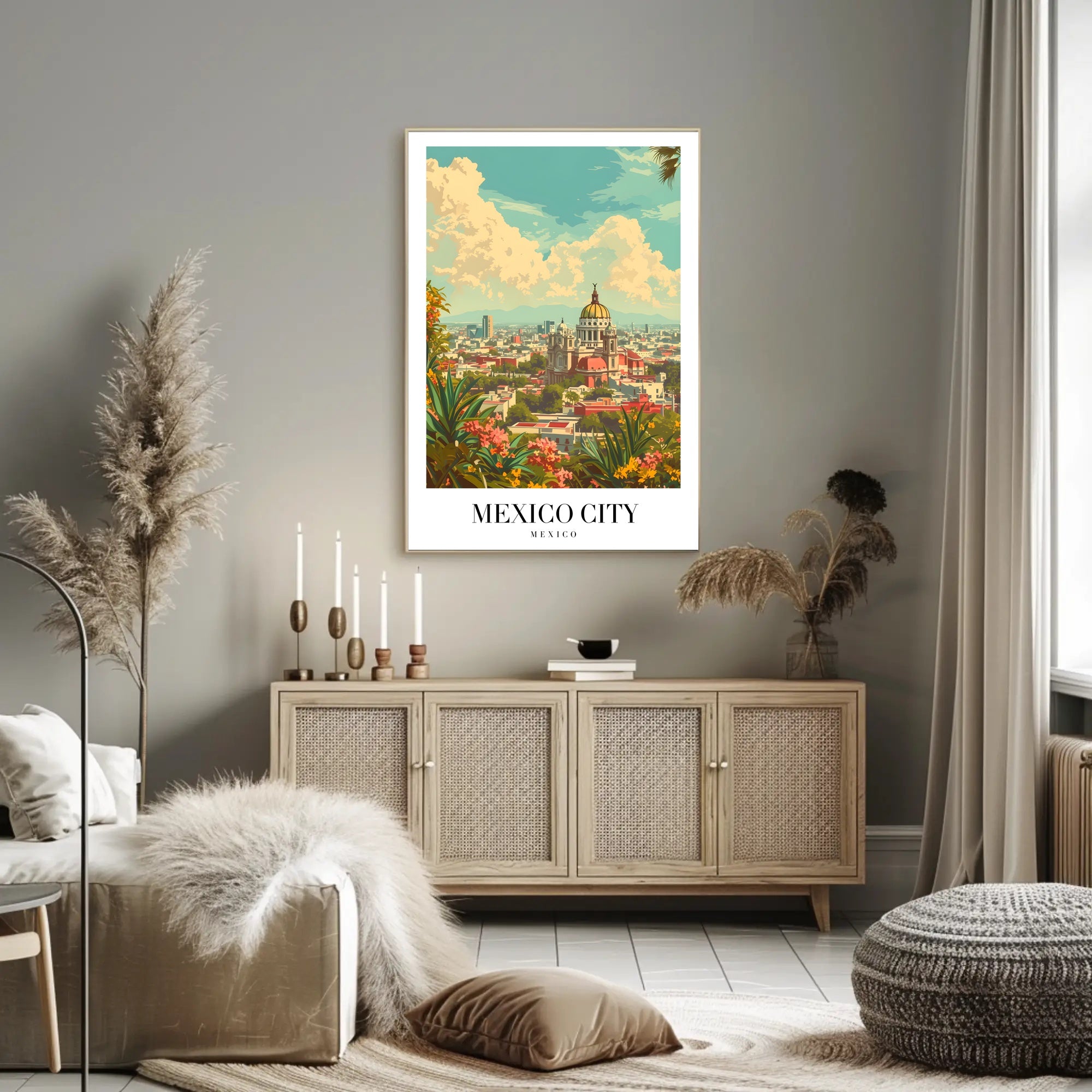 Picturesque Vintage Urban Scene in Mexico City Travel Poster PosterGoat
