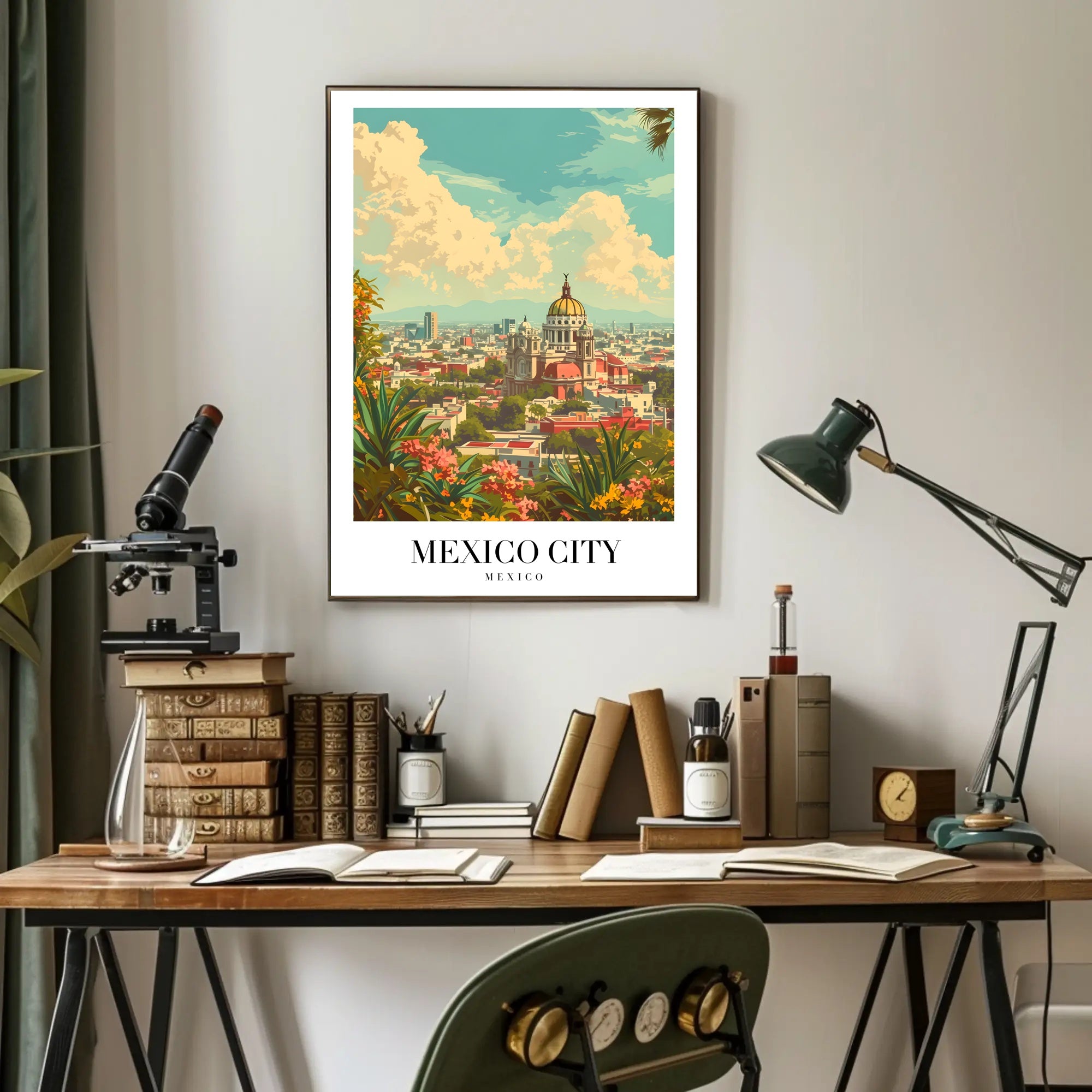 Picturesque Vintage Urban Scene in Mexico City Travel Poster PosterGoat