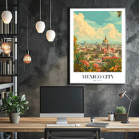 Picturesque Vintage Urban Scene in Mexico City Travel Poster PosterGoat