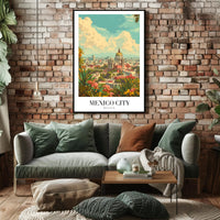 Picturesque Vintage Urban Scene in Mexico City Travel Poster PosterGoat