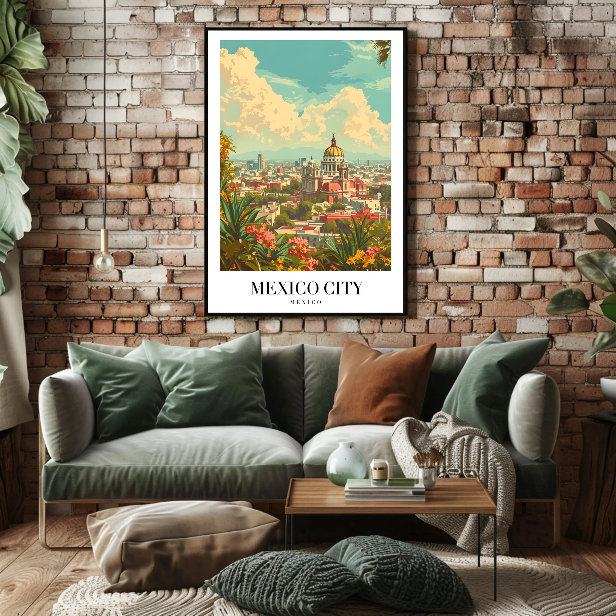 Picturesque Vintage Urban Scene in Mexico City Travel Poster PosterGoat