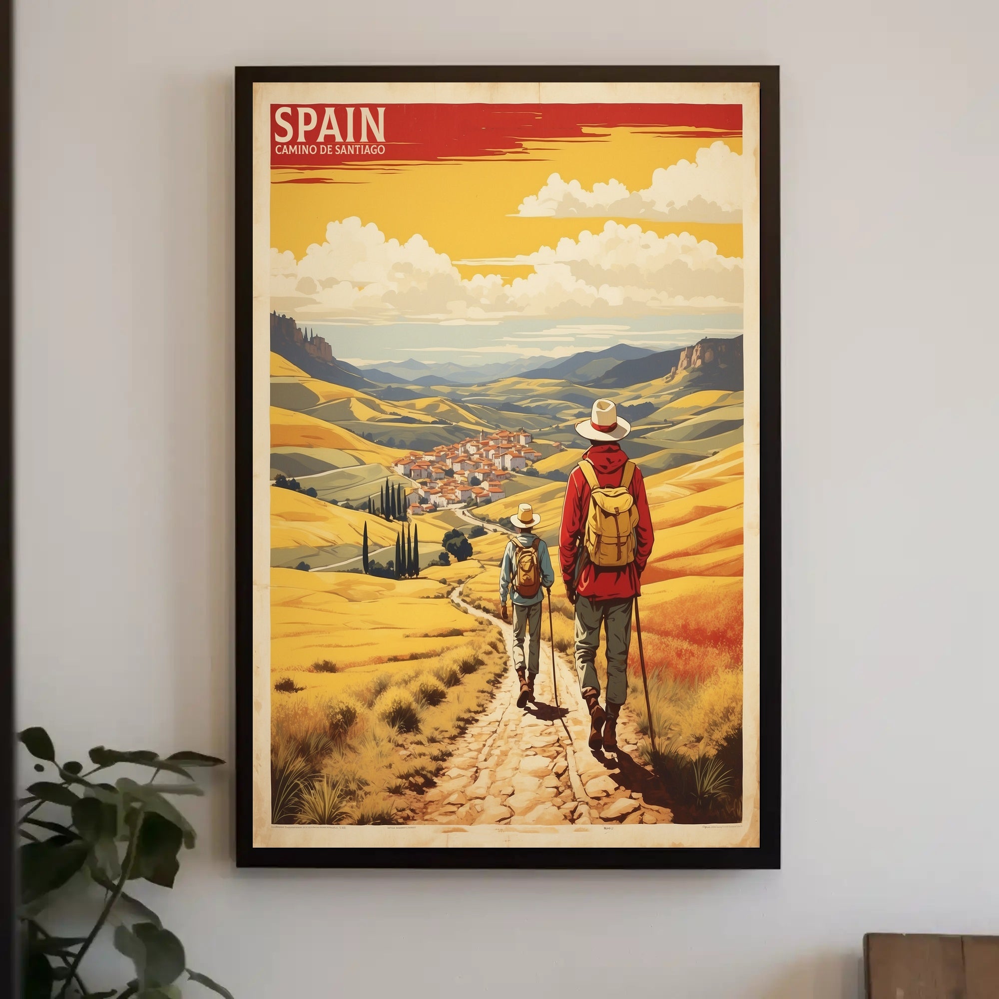 Pilgrims on Camino de Santiago Vintage Travel Poster PosterGoat