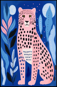 Pink Leopard in Vibrant Abstract Jungle Artistic Poster PosterGoat