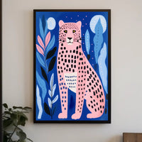 Pink Leopard in Vibrant Abstract Jungle Artistic Poster PosterGoat