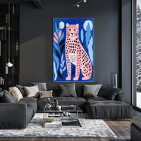 Pink Leopard in Vibrant Abstract Jungle Artistic Poster PosterGoat