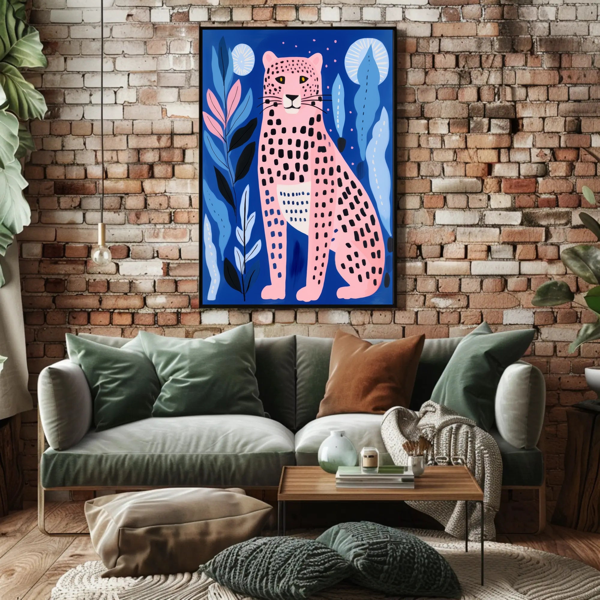 Pink Leopard in Vibrant Abstract Jungle Artistic Poster PosterGoat
