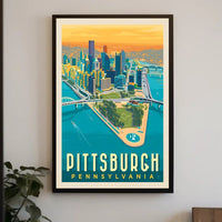 Pittsburgh Skyline Retro Travel Poster PosterGoat