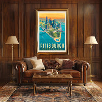 Pittsburgh Skyline Retro Travel Poster PosterGoat