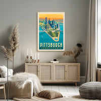 Pittsburgh Skyline Retro Travel Poster PosterGoat