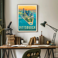 Pittsburgh Skyline Retro Travel Poster PosterGoat